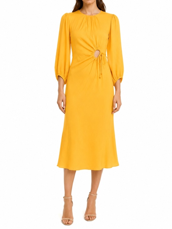 FARM Rio Dresses & Skirts - FARM Rio Yellow Cutout Midi Dress Beaded Tassels Size S